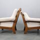 Pair of Brutalist oak armchairs, Czechoslovakia, 1970s