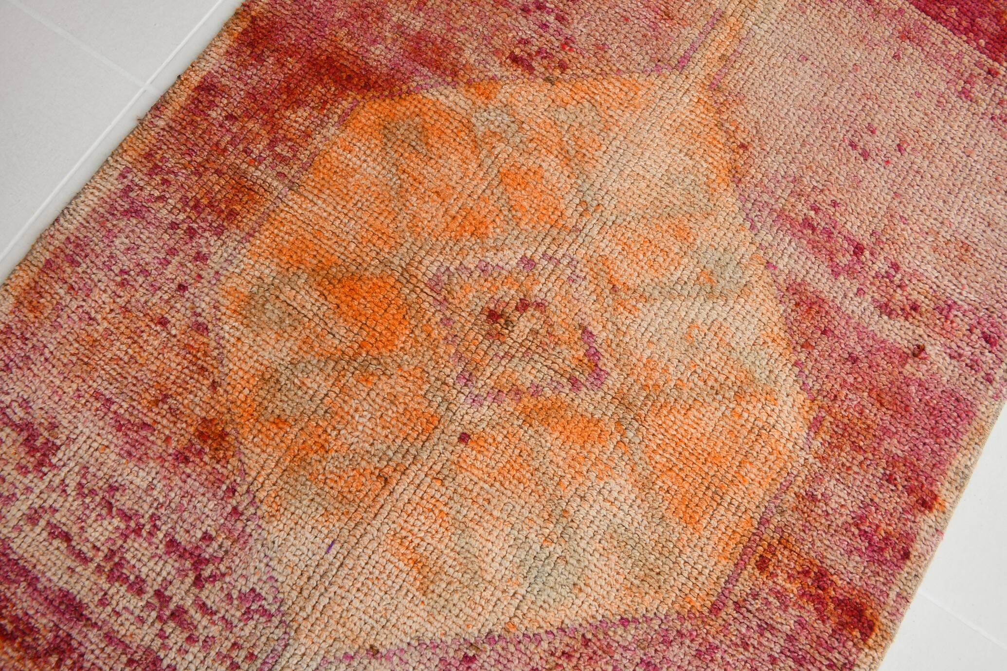 3x10 Peach & Red Vintage Runner Rug, 93x310Cm
