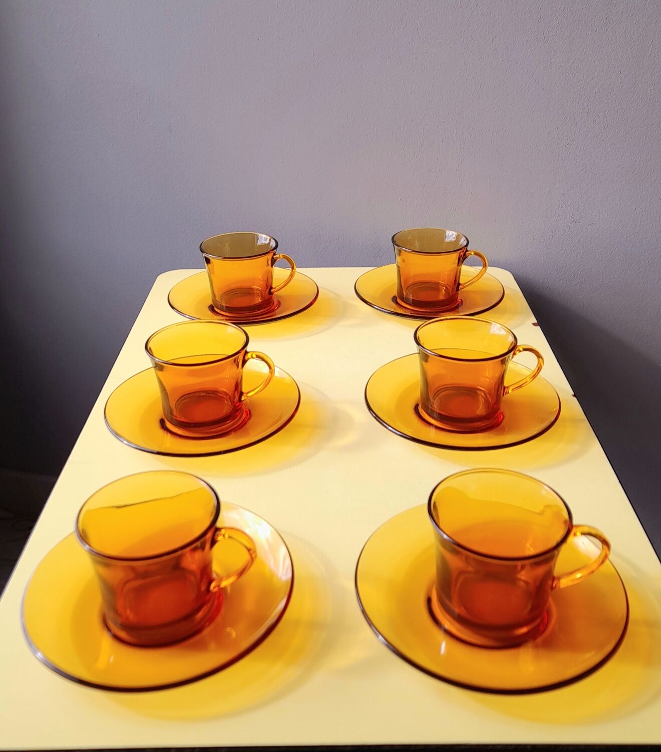 Amber glass coffee cups 70s