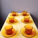 Amber glass coffee cups 70s