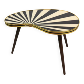 Small side table, kidney-shaped, black and white stripes, 3 elegant legs, 50s style