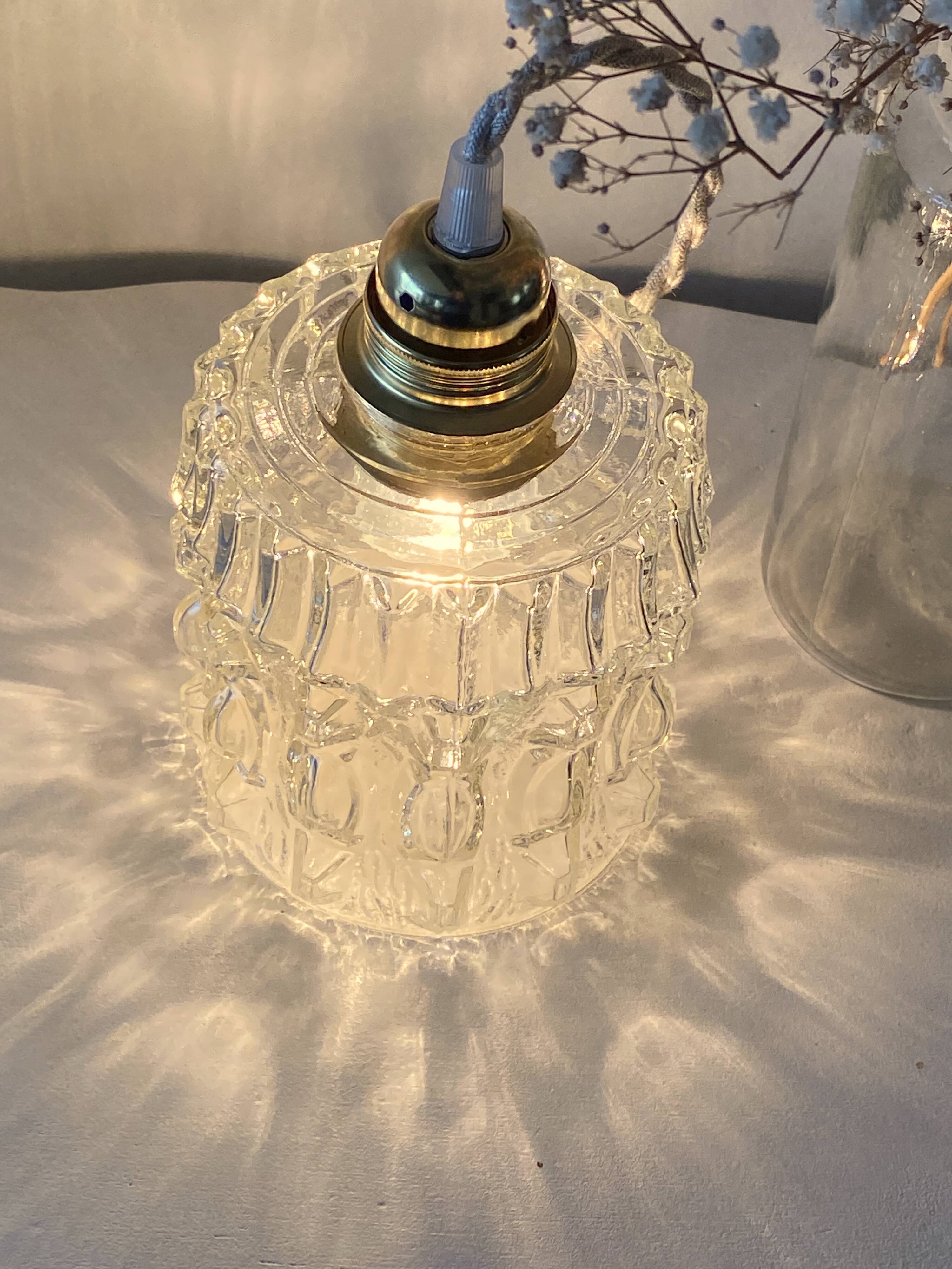 70s glass pendant light