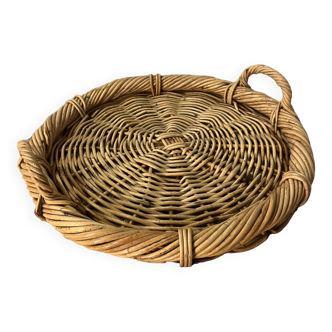 Braided wicker basket tray