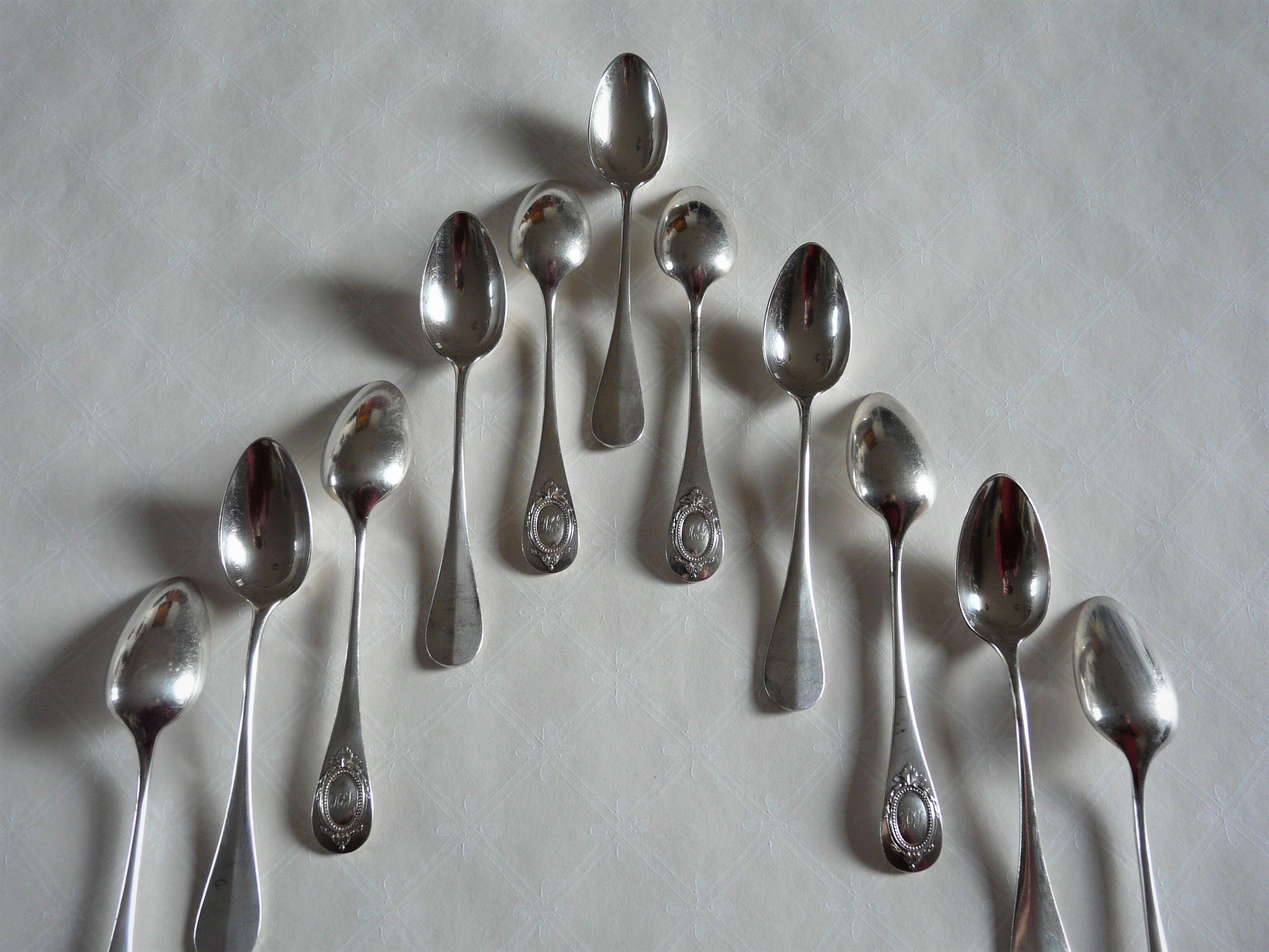 Set of 11 spoons in Christofle silverware