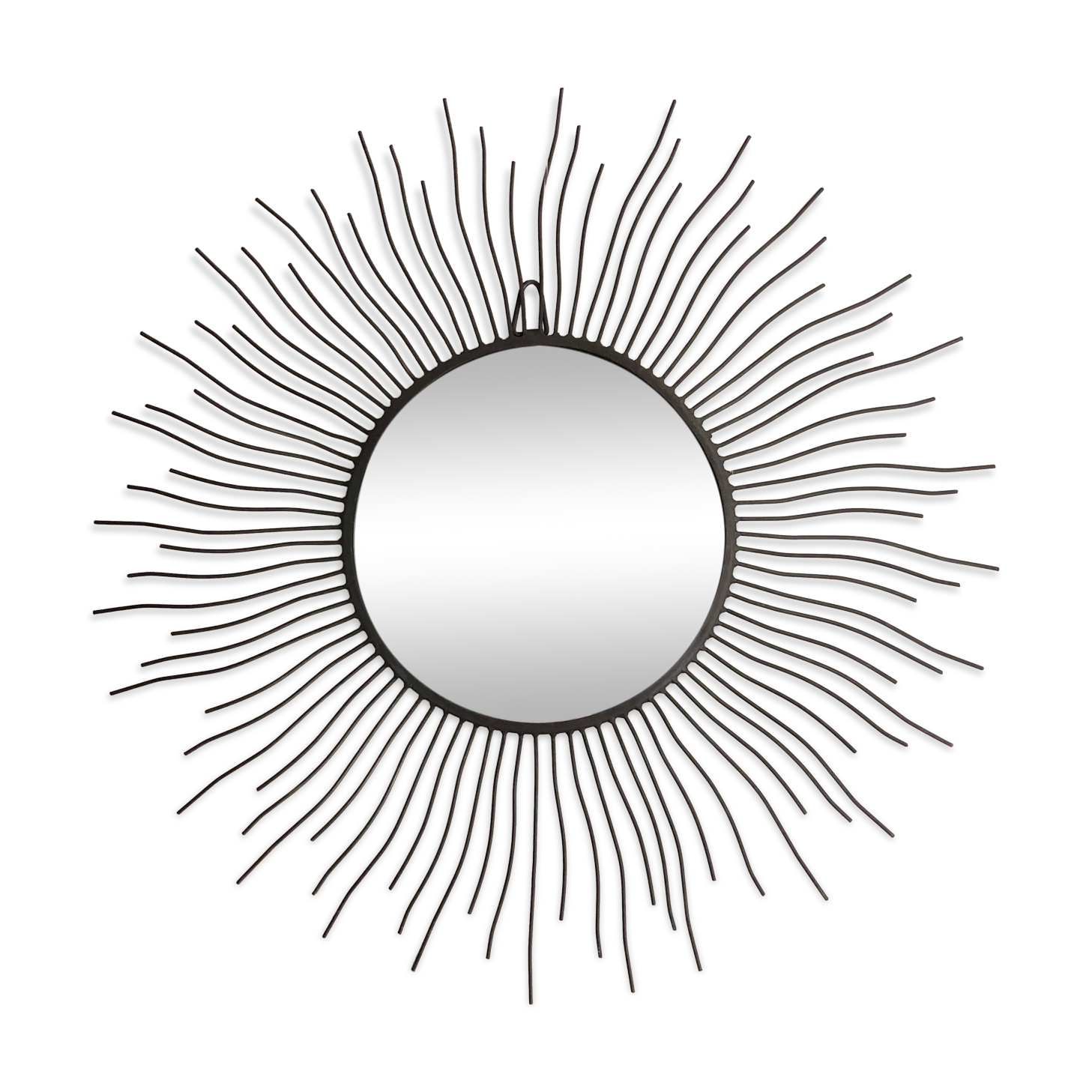 Sun mirror in black lacquered metal
