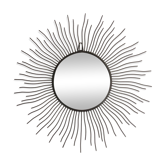 Sun mirror in black lacquered metal