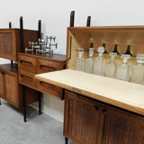 Rare Italian midcentury design modular teak webbing wall unit cabinet