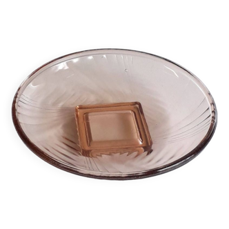 Plat Art Deco en verre rose - 1930