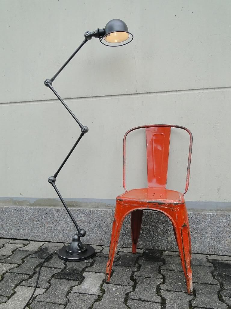 Lampadaire jielde vintage graphite industrielle 4 bras de jean louis domecq france 1960