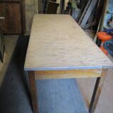 Long school table from the 50s with white top