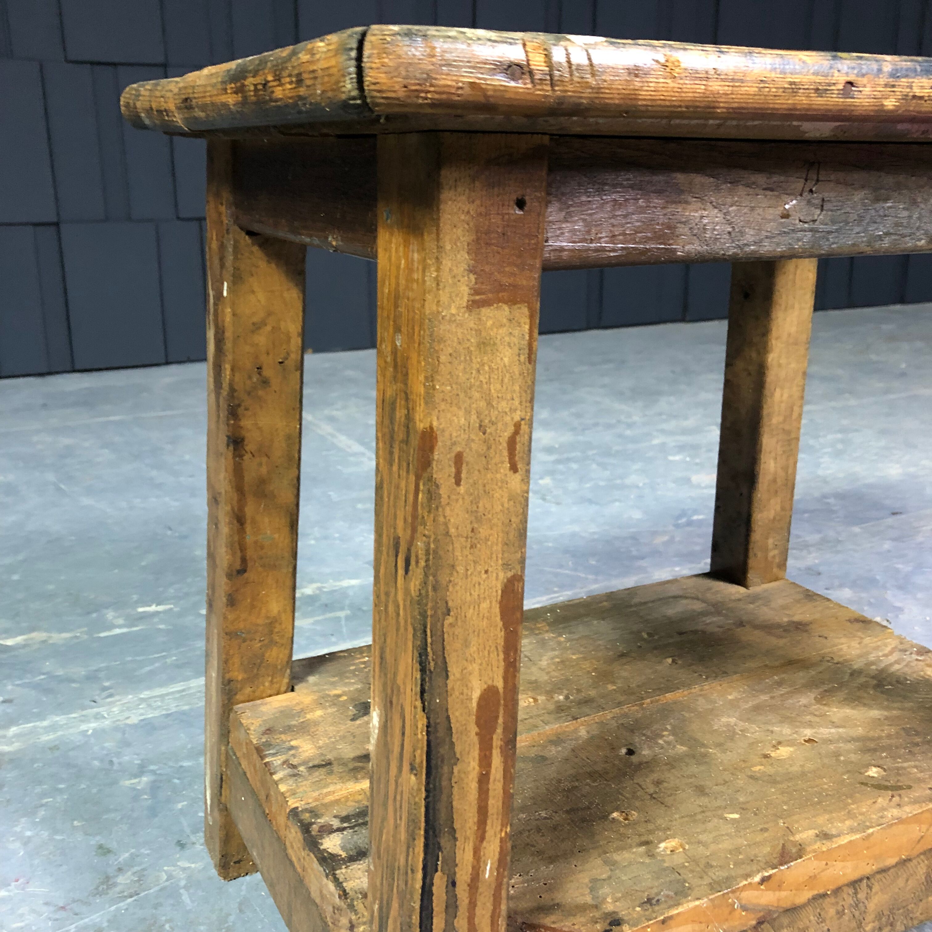 Old wooden workshop stool