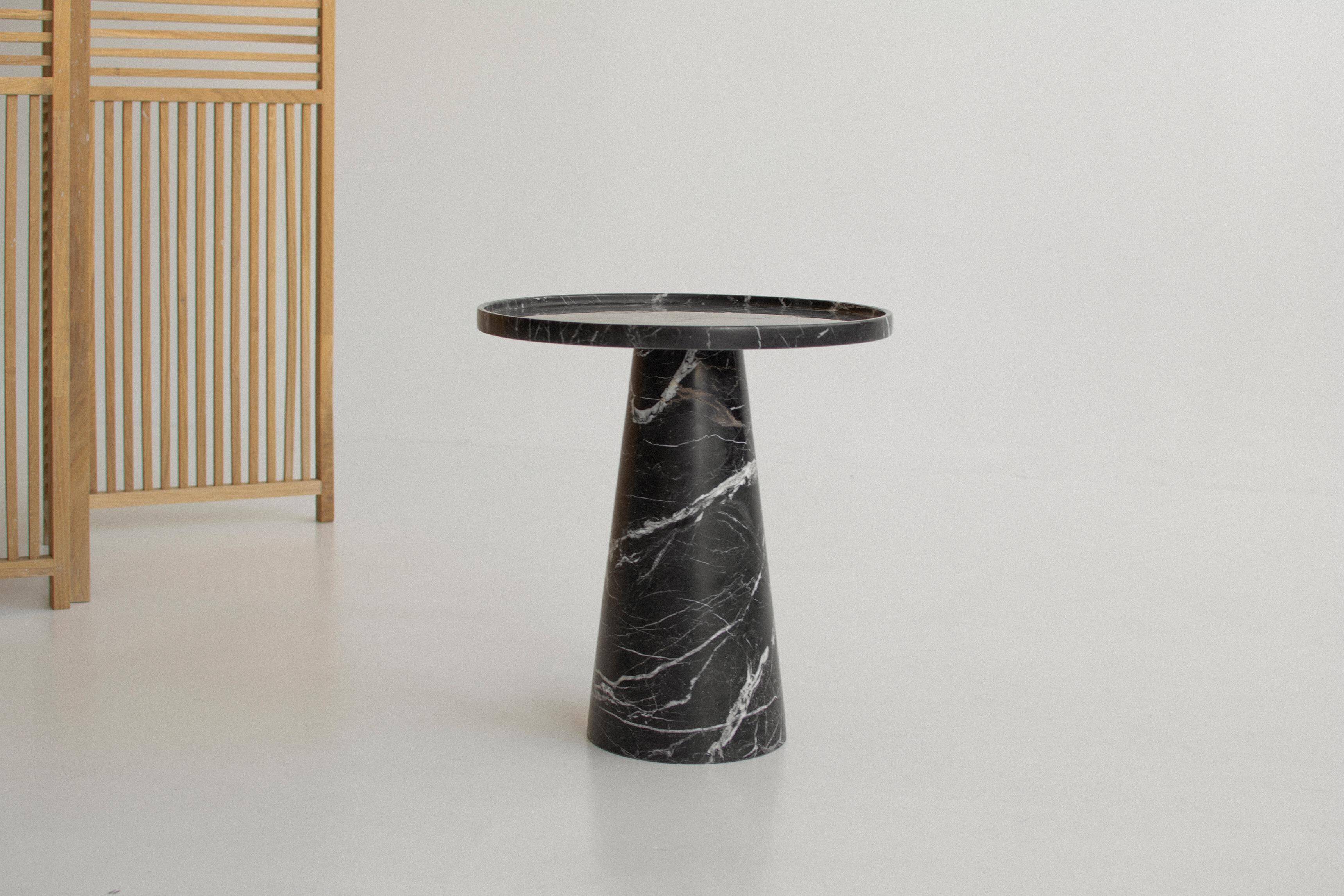 Black marble side table