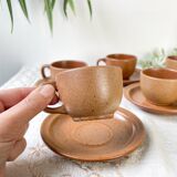 Vintage speckled stoneware coffee set Sarreguemines France from the 1950s