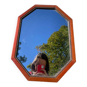 Miroir octogonal en bois