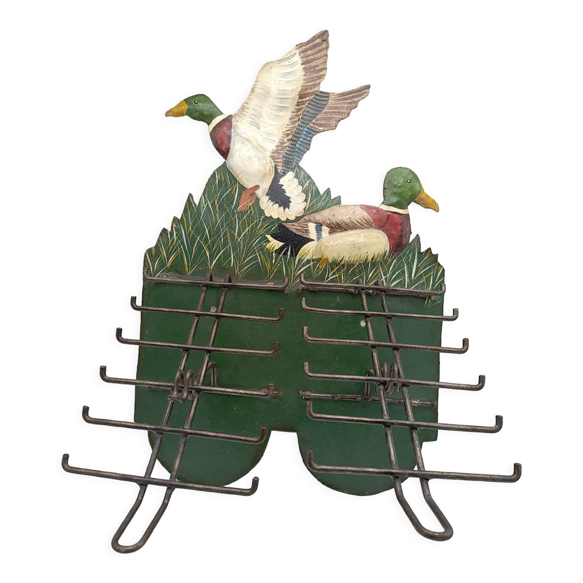 Metal wall tie door with duck decoration. 50s .