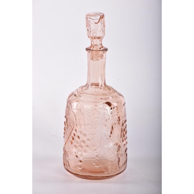 Carafe rose vintage avec bouchon / capuchon | bouteille de vin en verre de brocante / carafe à vin