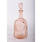 Vintage pink carafe with stopper / cap | brocante glass wine bottle / wine decanter