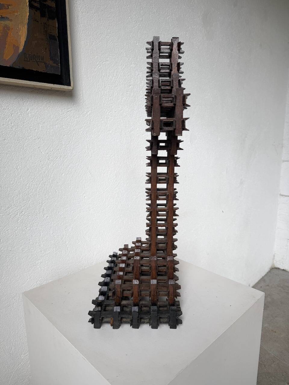 Crucifix sculpture Tramp Art 1900