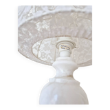 Bedside lamp with alabaster base and lace shade - Vintage
