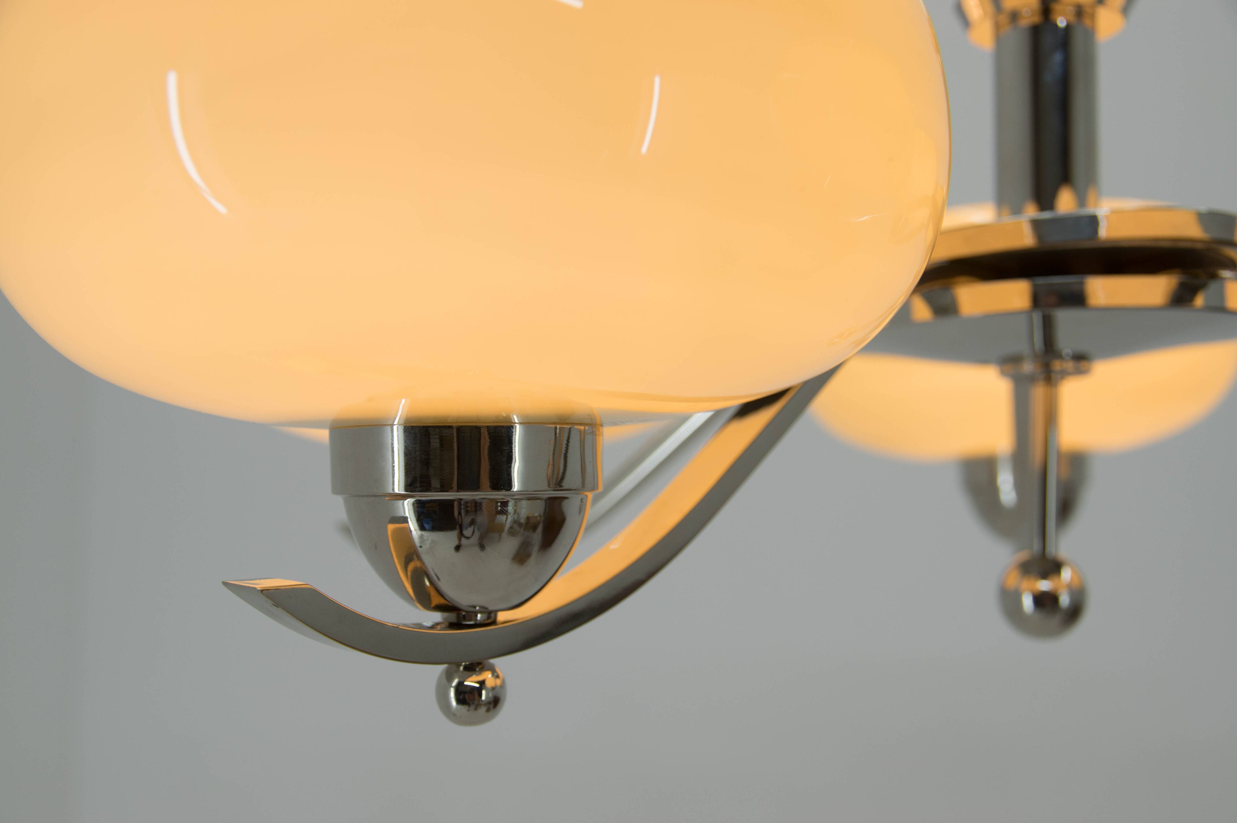 Art Deco Nickel-plated Chandelier, 1930s