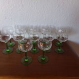 12 glasses liquor in crystal foot green grape pattern