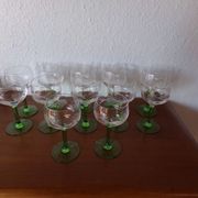 12 verres liqueur en cristal pied vert motif raisin
