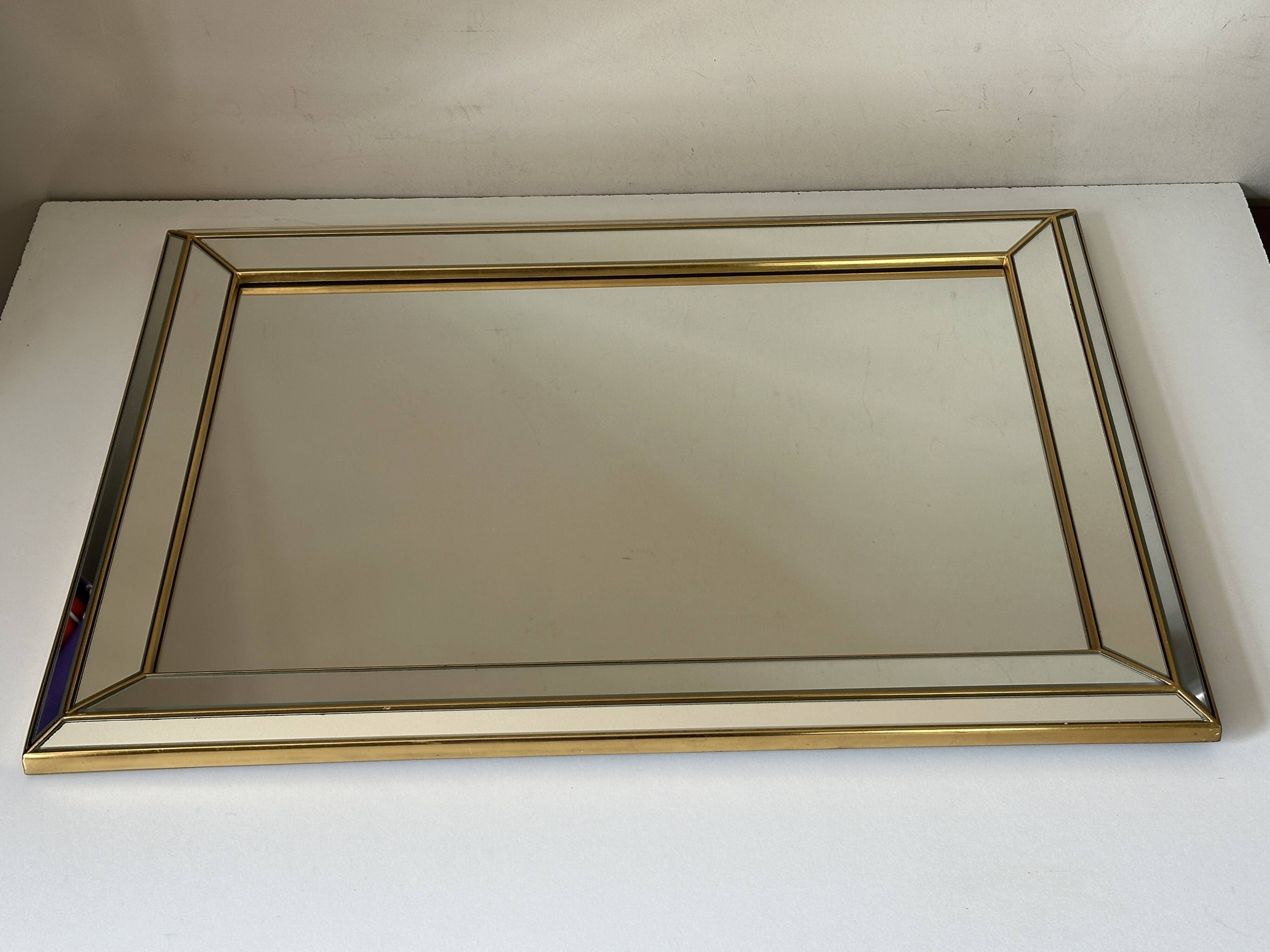 Mirror with glazing beads, Deknudt design, Belgium, 1970s