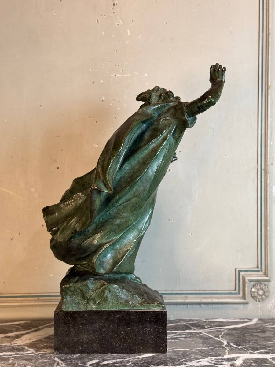 King Lear, green patinated bronze, Victor Rousseau (1865-1954) around 1905