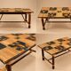 Dining table in stained rattan, bamboo and ceramic - audoux & minet