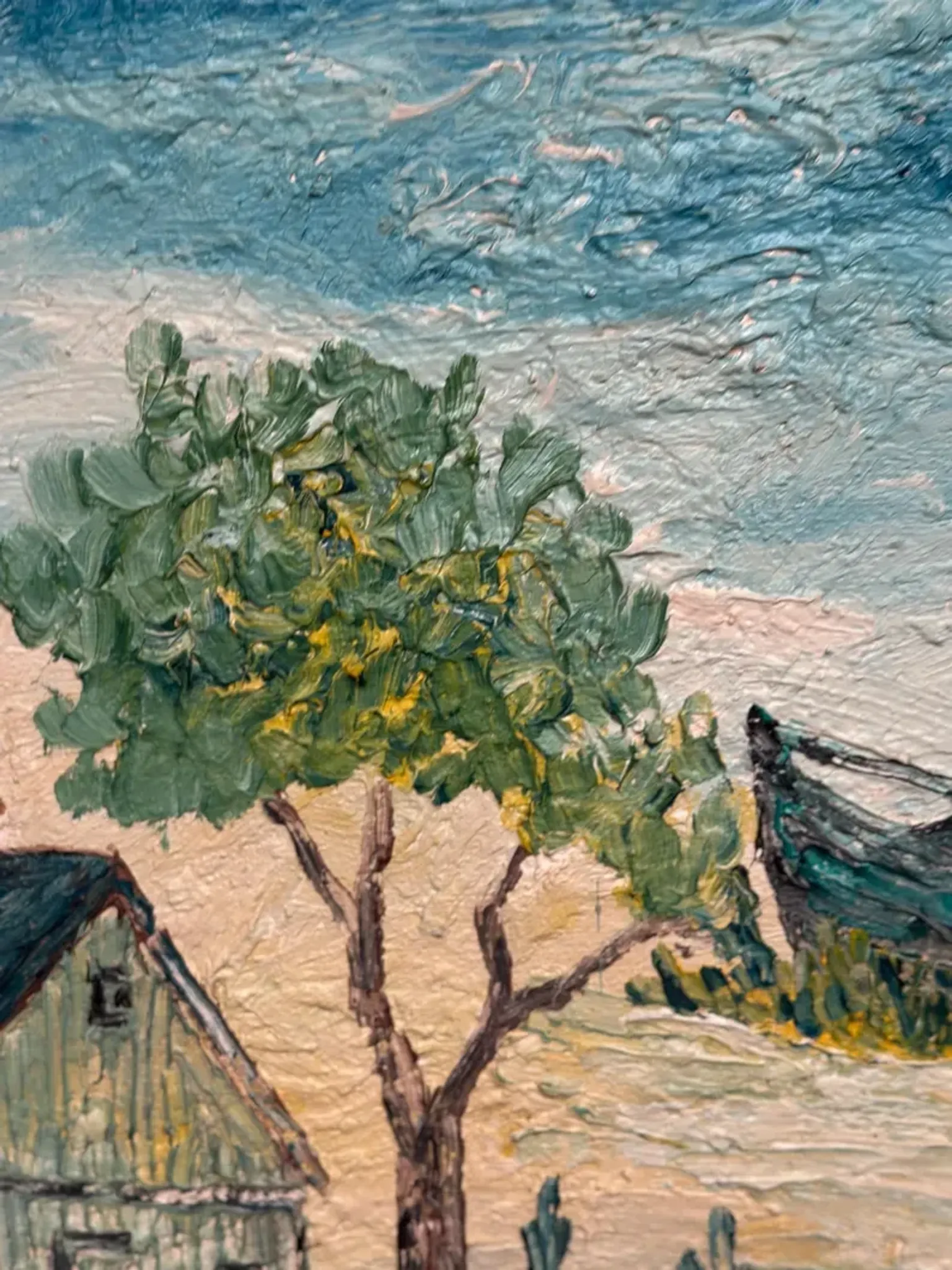 Original Swedish Oil on Panel - "Landskrona" by Stig Allan - Signed - Vintage and Framed - 60 × 50 cm (23.6" × 19.7")