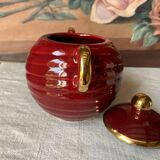 Saint Clément Art Deco Burgundy and Gold Sugar Bowl