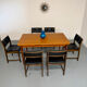 Lot of 6 Scandinavian design chairs in wood and black faux leather an70.