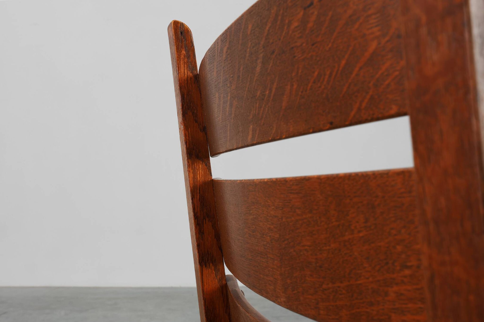 Two Mid-Century Modern Brutalist Oak and Wicker Chairs, 1960