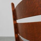 Deux chaises en chêne et osier brutalisme moderne du milieu du siècle, 1960