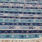 Blue carpet with Berber patterns handmade in pure wool