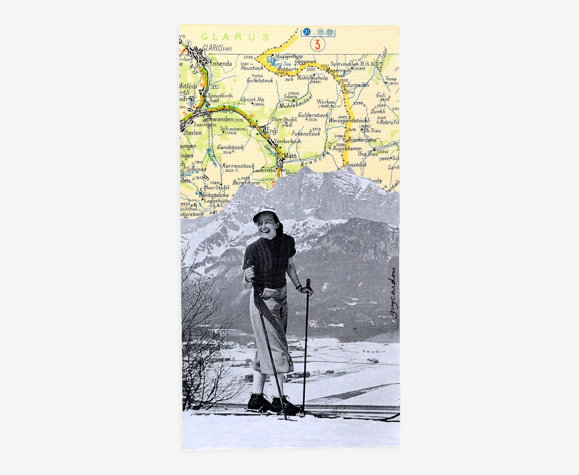 Collage ski en montagne