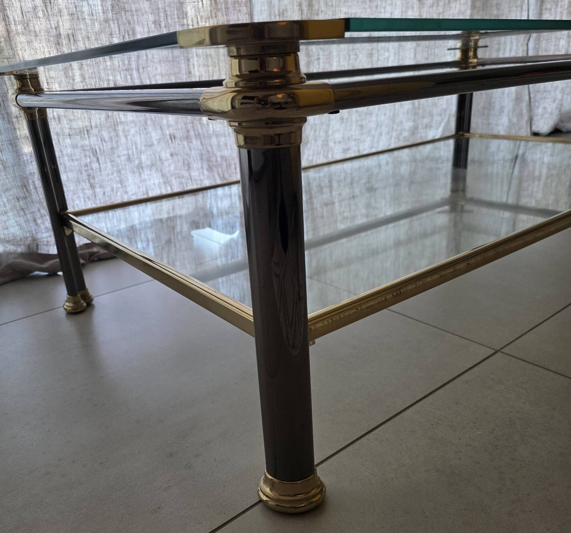 Italian coffee table Mara in brass and glass