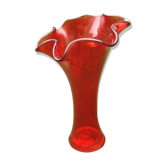 Large Cornet Vase / Table Centre Blown glass and ruby red
