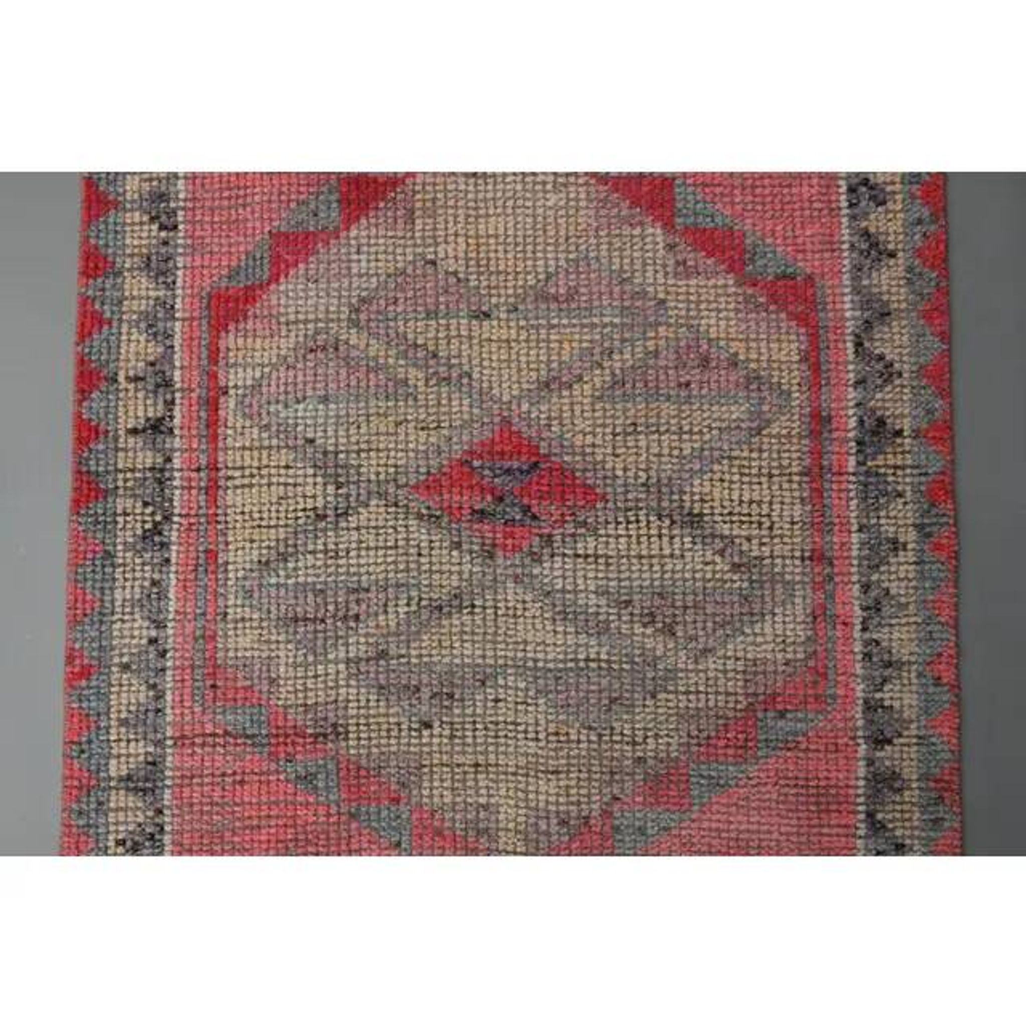 Vintage Turkish Hand-Knotted Wool Cotton Pink Runner Rug 98x330