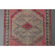 Vintage Turkish Hand-Knotted Wool Cotton Pink Runner Rug 98x330