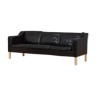 Mogens Hansen black aniline 3 seater sofa from the 70s.