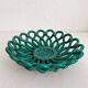 Vintage Vallauris green woven ceramic fruit bowl