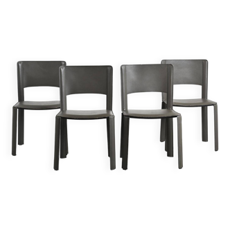 Set of four leather chairs for Cidue, circa 1970