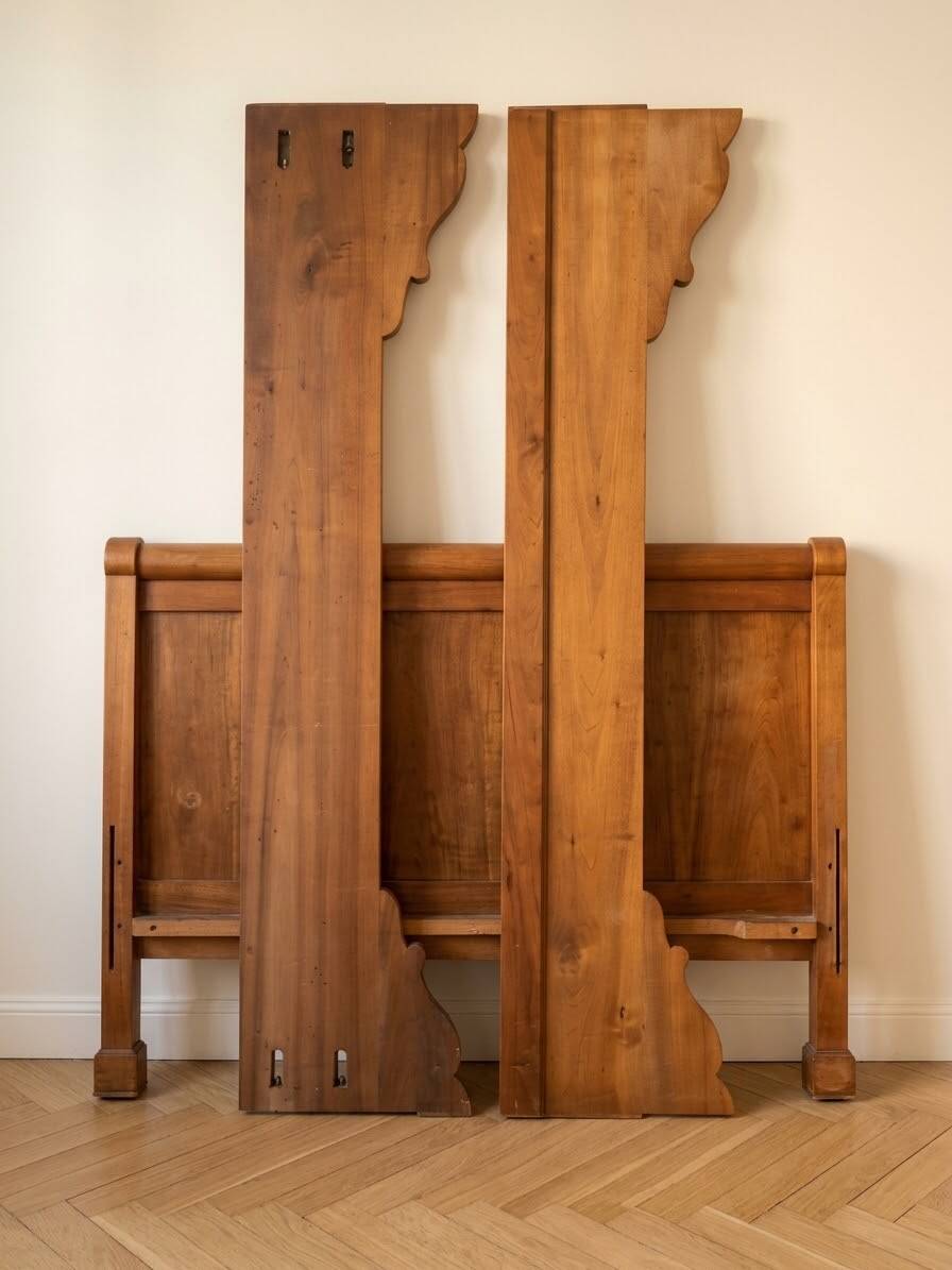 Antique double bed in solid wood