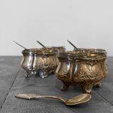 Set of 4 antique silver salt cellars