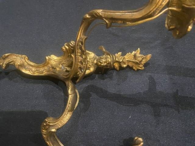 A pair of gilt bronze wall sconces in the chinese style - louis xv style
