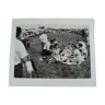 Black -white film print Jackie Kennedy on a picnic and photo shoot