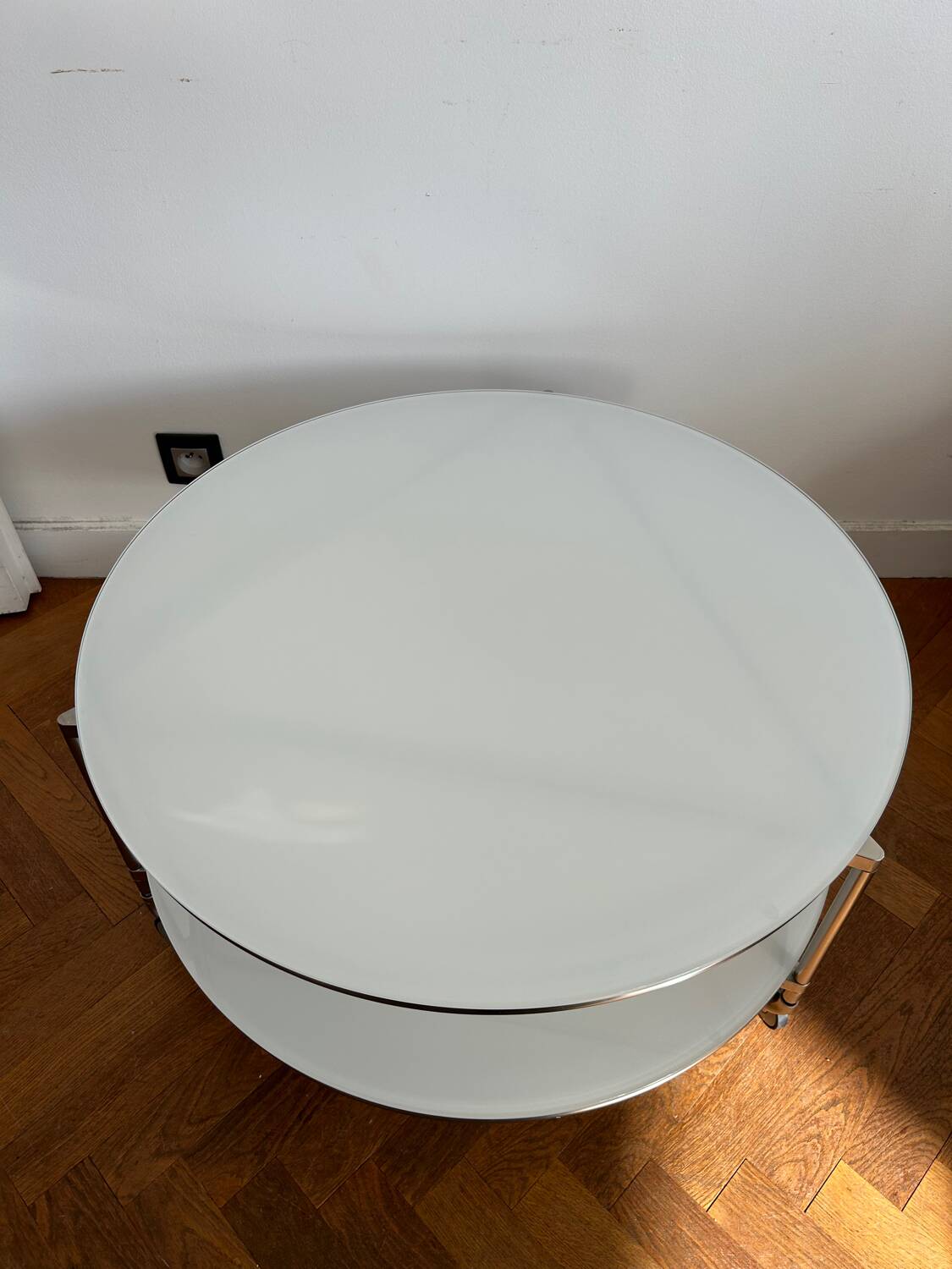 IKEA white glass coffee table by Ehlen Johansson, 1980s