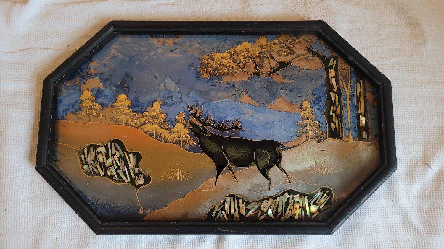 Painted glass tray 1930