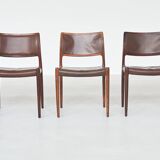 Niels Otto Moller model 80 dining chairs in rosewood Denmark 1960